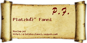 Platzkó Fanni névjegykártya